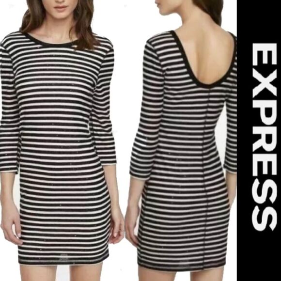 Express Sequin Striped Dress - Picture 1 of 8